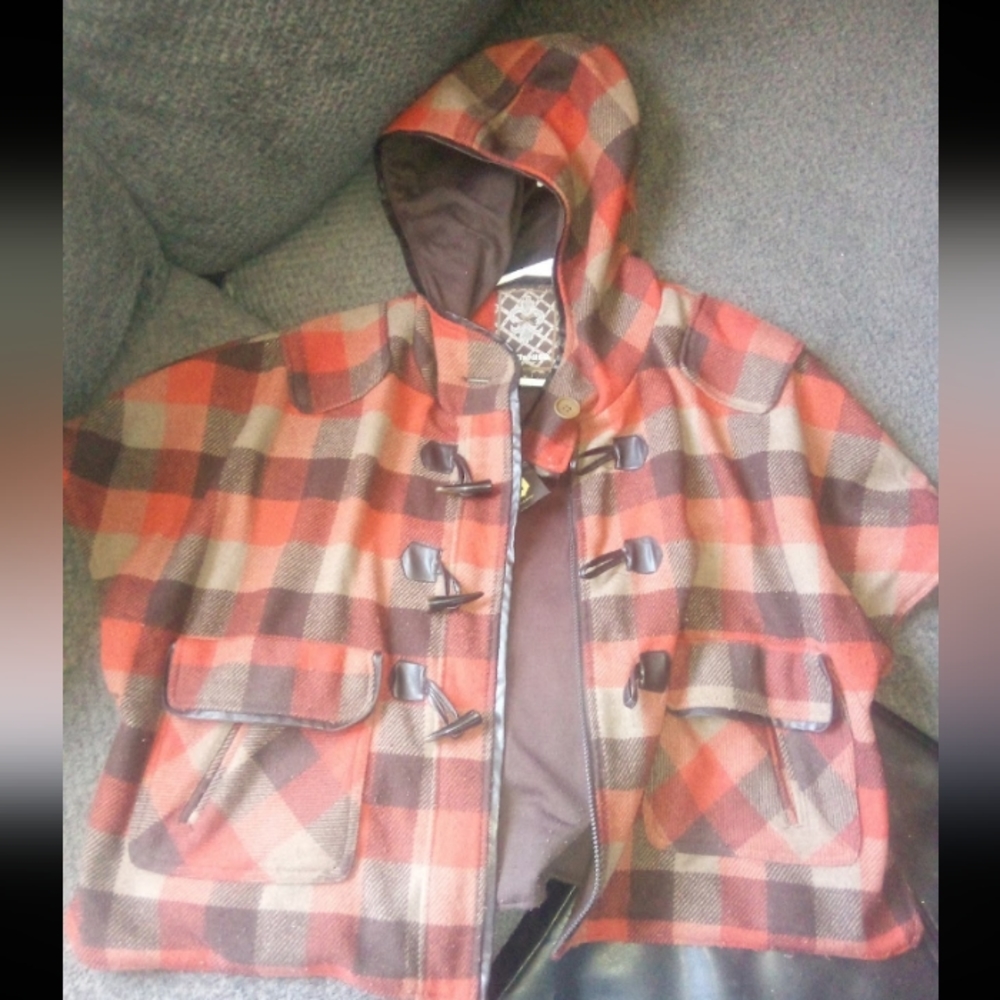 Dollhouse Plaid Jacket, Cape Style SS, Hooded